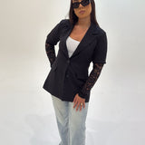 Blazer manche dentelle (noir)