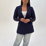 Blazer manche dentelle (bleu marine)