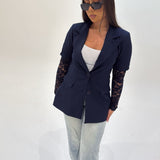 Blazer manche dentelle (bleu marine)